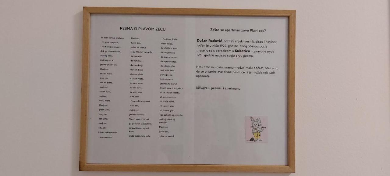 Plavi Zec Apartman Szabadka Kültér fotó